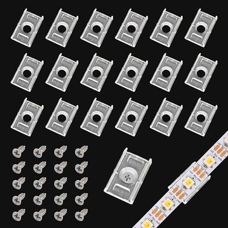 Clip de Fixation Bande LED, Clips de Fixation pour Ruban à LED, Vis, Clips de Fixation Transparents pour Bandes Lumineuses, Bande Lumineuse LED de Large (1/5)