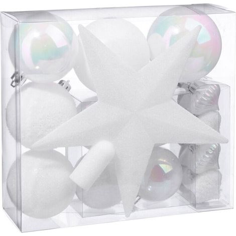 Kit de décoration pour sapin de Noël Blanc 20 cm