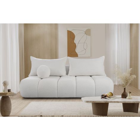 Schlafsofa Designersofa Sofa 3-Sitzer ANZIA in Stoff Ascot Bukla Altweiß (1/5)