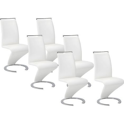 Lot de 6 chaises TWIZY - Simili Blanc (1/5)