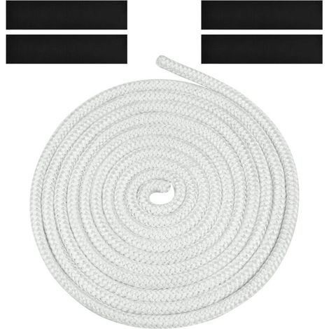 Geflochtene Dichtung für Einsatz und Ofen, 8mm x 3m Glasfaserdichtung mit 4 Band, für Holzofen, Kamin, Weiß (1/5)
