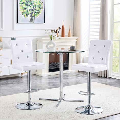 Sedia da pranzo in PVC bianca vintage con motivo coccodrillo, dettagli cristallo, resistente all’acqua,55×42×125cm (1/5)