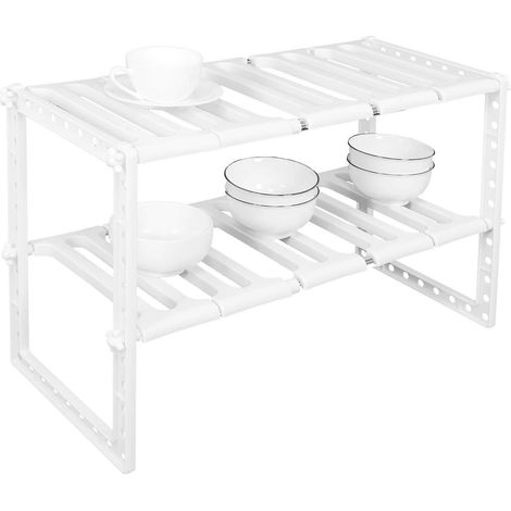 Étagère de rangement télescopique à 2 niveaux cuisine, salle de bain et pour évier (1/5)