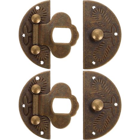 Petits fermoirs ronds en laiton pour boîtes en bois, ensemble de 2 pièces, quincaillerie vintage dorée. (1/5)