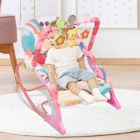 Transat Bébé avec Vibrations Apaisantes et Sons, Emballage Ferme, Jusqu'à 11 kg, Rose