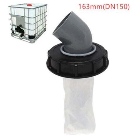 IBC Tank Lid with Washable Nylon Filter for 1000 Liter IBC Rainwater Tank, IBC Lid Filter, IBC Tank Accessories, Nylon Rainwater Filter (Black 163mm 45d (1/4)