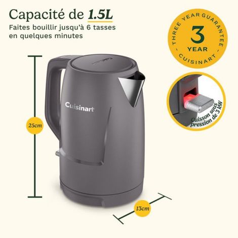 Bouilloire électrique - CUISINART - Core Collection - 1,5 L - Double paroi - Stone Grey (1/5)