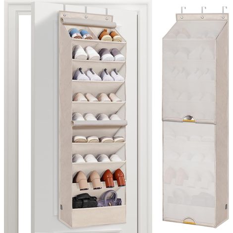 Organisateur De Chaussures Pour Porte - 9 Compartiments - Rideau Anti-Poussière - Profondeur 27 Cm - Pour Portes Étroites - 1 Pièce (1/5)
