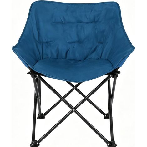 Silla de camping plegable acolchada con respaldo alto de metal y tela Oxford azul y negro HOMVRA (1/5)