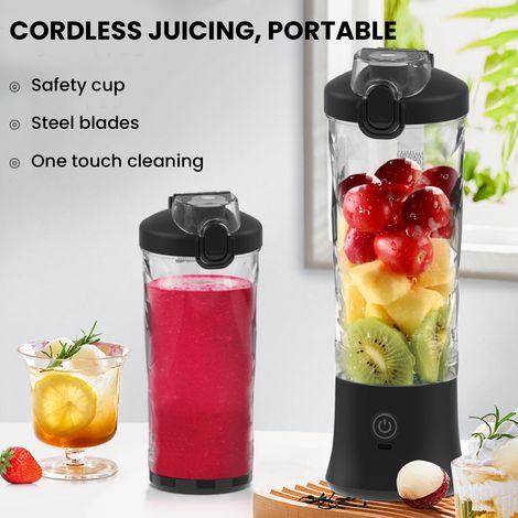 Blender Portable [Marque] 600ml 150W Noir Mixeur Électrique Rechargeable USB Lames Inox 18000RPM pour Voyage Sport (1/5)