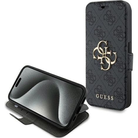 Guess GUBKP15L4GMGGR iPhone 15 Pro 6.1 gris/libro gris 4G Logotipo metálico (1/5)