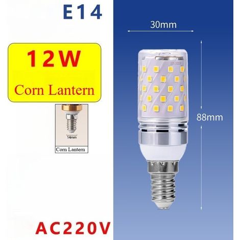 2 Ampoules LED maïs argentées de 12 W - Ampoules LED E14, Lumière blanche, 85-265 V CA, 1 200 lm, pour l'éclairage intérieur domestique (1/5)