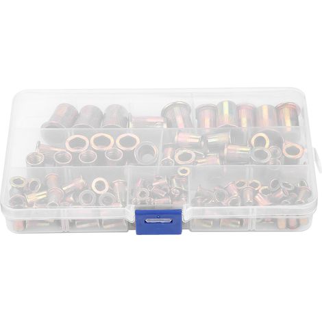 150 écrous à sertir aveugles filetés à tête plate en acier au carbone M3/M4/M5/M6/M8/M10/M12 (1/5)