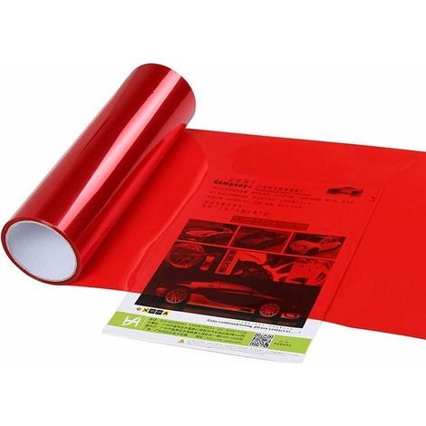 Leichte Autoaufkleber, selbstklebende, getönte Vinylfolie für Nebelscheinwerfer und Rückleuchten, rot, 30 x 60 cm (1/3)