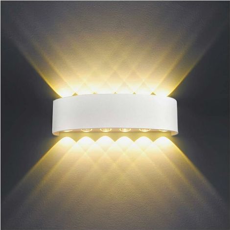 Applique murale d'intérieur LED 12W Blanc Applique murale moderne, Appliques murales d'extérieur en aluminium étanche IP65, Lampe de spot pour salon, chambre à coucher, couloir, escalier (blanc chaud) (1/5)