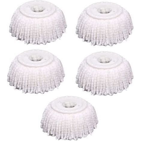 NALOOKAMIC Lot de 5 têtes de balai à franges de rechange en microfibre, universelles pour balai à franges magiques à 360 °, forme ronde, taille standard (1/5)
