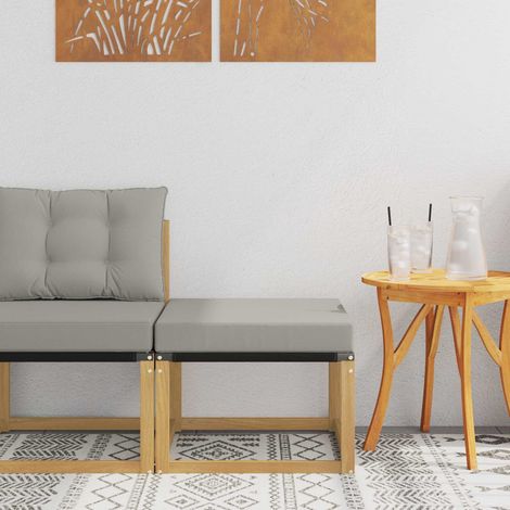Reposapiés de exterior Madera maciza de Acacia y Tela Textilene