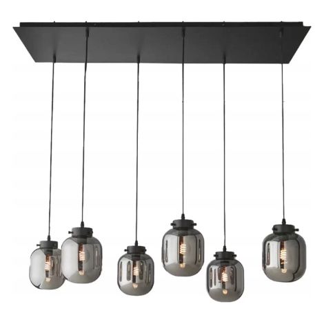 Lámpara colgante de techo para sala de estar y comedor, 6 pantallas de vidrio negro (1/4)