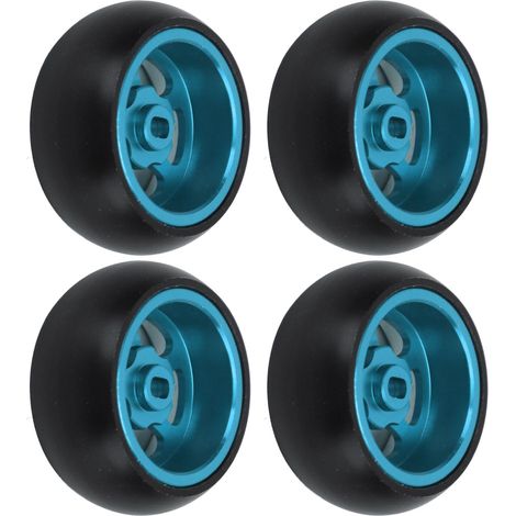 Set mit 4 RC-Driftreifen mit hoher Abriebfestigkeit, verstärkter Dämpfung, einfacher Montage, für 1/28 RC-Autos (blau). (1/5)