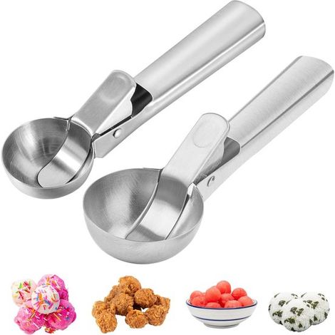 Set di 2 palette per gelato in acciaio inox con taglia-biscotti, 4,7 cm e 5,6 cm (1/5)