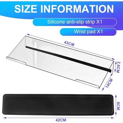 Support Clavier Ordinateur en Acrylique Antidérapant, Repose-Poignets Inclinable pour Bureau et Maison