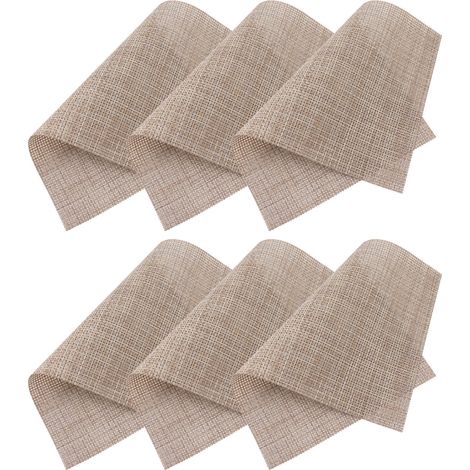 Sets de table en PVC tissé isolants thermiques, lavables, pour salle à manger, couleur imitation bois. (1/5)