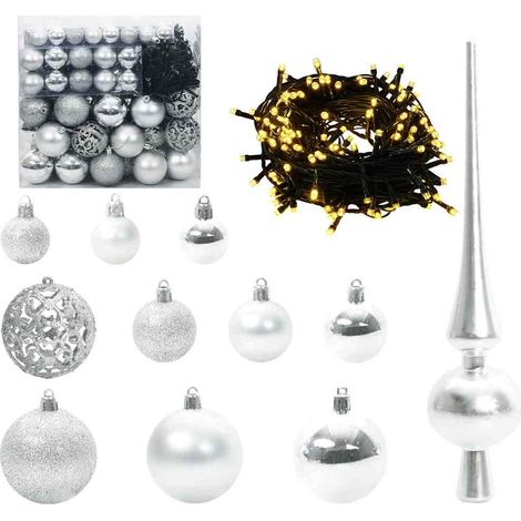 Juego de Esferas de Navidad 120 uds. Plateado Ø 6 cm Plástico vidaXL (1/5)