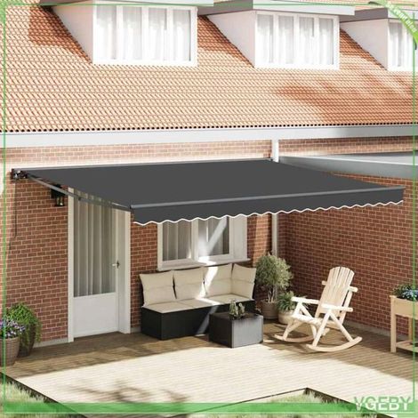 Auvent rétractable - FAF7291712448362 - Anthracite - 450x300 cm - Tissu déperlant UV (1/5)