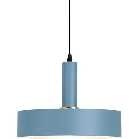 Suspension Luminaire Moderne en Métal de 30cm, Coloré Rond Lustre Suspendue E27 Lampe au Plafond pour Salon,Cuisine, Salle à Manger, Pub et Café (Bleu) (1/5)