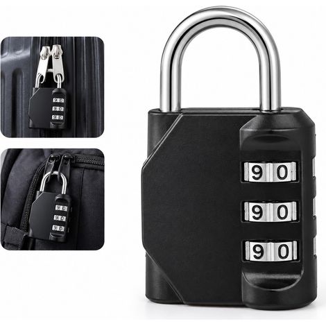 2 Pcs Petit Cadenas Code 3 Chiffres Noir Compact Alliage de Zinc Voyage Valise Sac a Dos Casier Vestiaire Gym Armoire Bureau Scolaire (1/5)