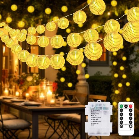 btfarm Lichterkette, mit Fernbedienung, 8 m, 20 LEDs, wetterfest, mit Timer, 8 Modi, wasserdicht, für den Außenbereich, Balkon, Hochzeit, Party, Hof, Innendekoration und (1/5)