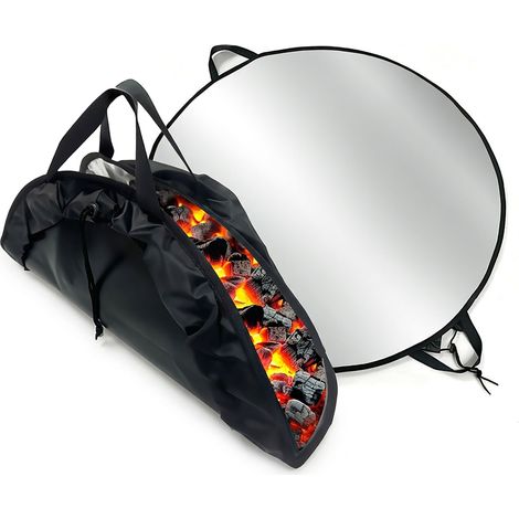 Base ignífuga Relaxdays, redonda, para barbacoa y brasero, Ø 100 cm, 5 capas, negro/plateado