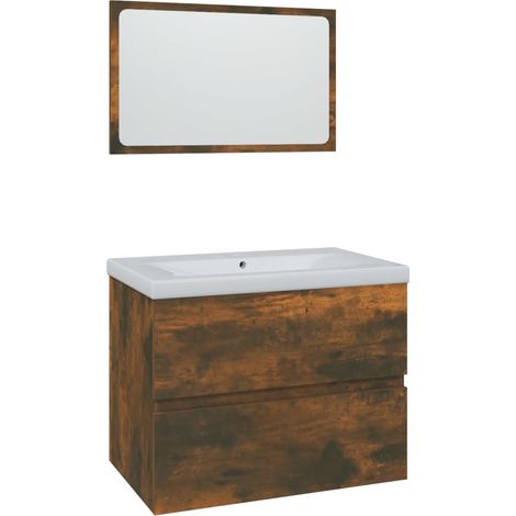 Maison Exclusive - Badmöbel-Set Räuchereiche Holzwerkstoff