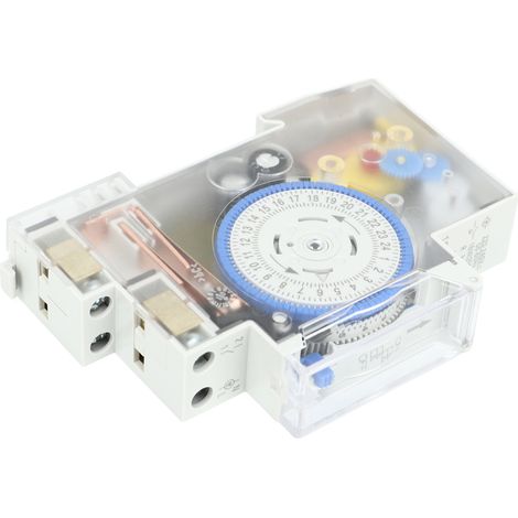 Minuteur mécanique transparent 24h, interrupteur horaire avec batterie, système électrique AC 220-240V, programmateur mural (1/5)