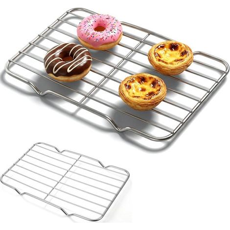Grille de refroidissement - 21,5 x 13,5 cm - Argent - Grille rectangulaire - Grille de cuisson pour four et friteuse à air chaud (1/5)