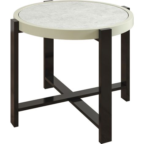 Round Small Garden Table, 60cm Outdoor Side Table with Faux Marble Tempered Glass Top, Aluminium Frame for Garden, Patio, Balcony, Light Grey