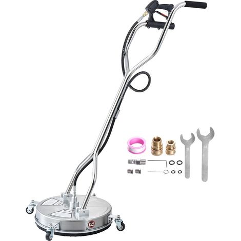 Nettoyeur de surface pour nettoyeur haute pression 465 mm, accessoire nettoyeur sol en acier inox sur roues, 275 bar max. connecteur 0,95 cm 2 buses pulvérisation double poignée pour béton patio (1/5)