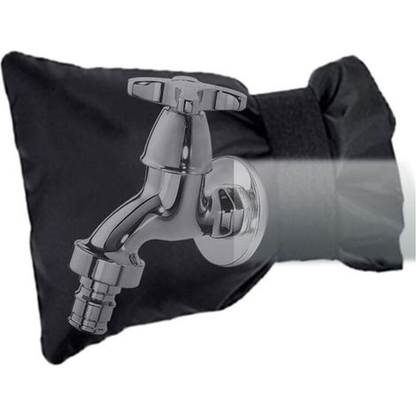 Housse robinet extérieur – Protection antigel réutilisable avec sangles – pour hiver et intempéries – Noir (1/4)