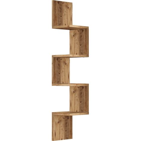 Mensola da parete in legno "Lula" - 22 x 22 x 117 cm - Marrone (1/5)