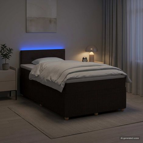 vidaXL Lit boxspring avec matelas Marron foncé 120 x 190 cm Tissu (1/5)