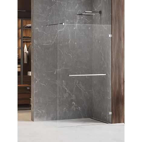 Paroi de douche à l'italienne chrome avec porte serviette 120 cm MAJORQUE CHROME (1/5)