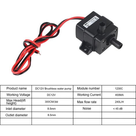 Pompe submersible miniature 120 L/h, alimentation USB, 12 V CC, sans balais, pour bassin de jardin, aquarium, micro 5 V (1/5)