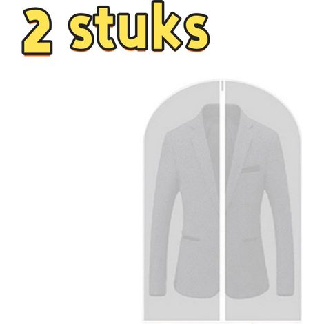 Lot de 2 housses à vêtements transparentes 60 x 100 cm avec fermeture éclair bordure blanche imperméables et anti poussière adaptées aux robes costumes manteaux et vêtements sur cintres pour rangement (1/4)