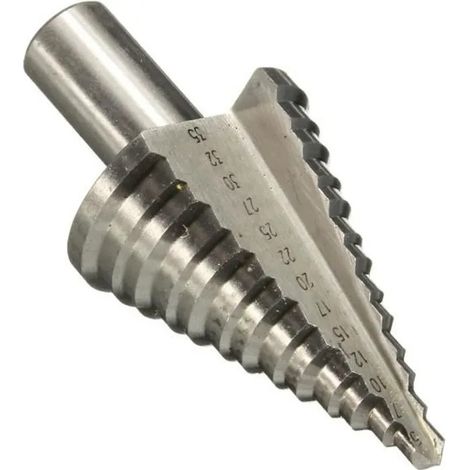 Foret étagé HSS 5-35 mm, foret conique en acier rapide, gris, pour acier, bois et aluminium