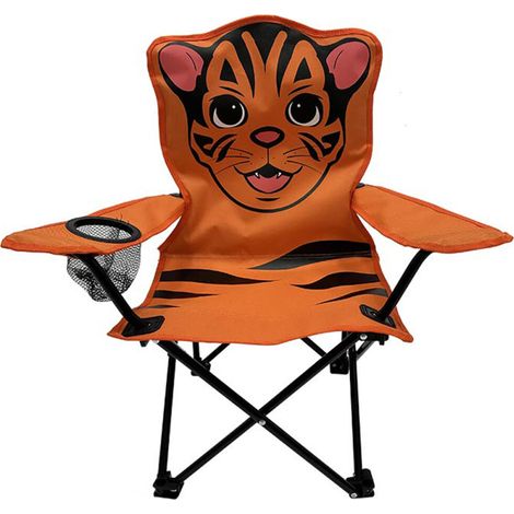 Chaise de camping pour enfants – Structure en acier pliable – Housse en polyester 600D – Dossier avec accoudoirs et porte-gobelet – Linder Exclusiv