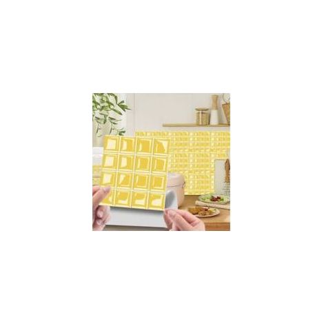 – Lot de 20 stickers muraux 3D mosaïque – Imperméables et auto-adhésifs – Décoration carrelage salle de bain et cuisine – Jaune 20x20cm-Crezuo (1/5)