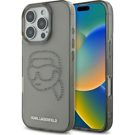 Karl Lagerfeld IML Strasssteine Karl Kopf - Hülle für iPhone 16 Pro Max (Schwarz) (1/5)