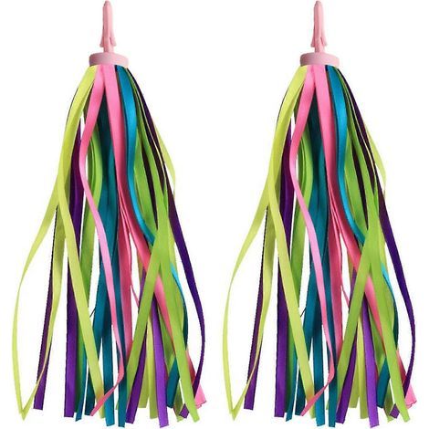 2 rubans à pompons pour guidon de trottinette garçon/vélo enfant, colorés, couleur verte. (1/5)