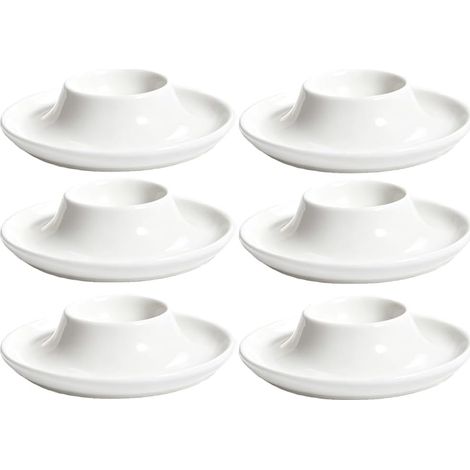 Sollbry Lot de 6 coquetiers ronds blancs support pour oeuf a la coque et oeufs,Design rond classique, rangement oeuf pratique, cuiseur oeuf compatible (1/5)