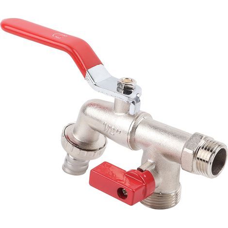 Robinet à double vanne pour tuyau de machine à laver, en alliage de zinc électroplaqué, 1 entrée, 2 sorties, pour tuyau d'arrivée d'eau de machine à laver (1/5)